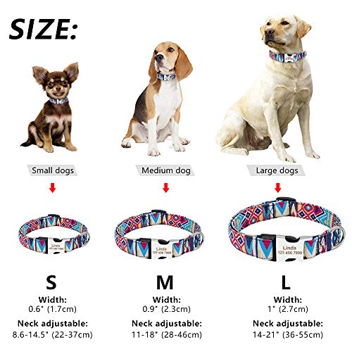 PMWLKJ Collar de Perro Personalizado Collar de Etiqueta de Gato para Mascotas Collar Ajustable de Perro Personalizado para pequeños y Grandes Pitbulls S SBC019minzulan