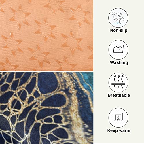 Poeticcity Alfombra de cama de mármol turquesa con venas doradas, papel dorado con purpurina, cojín de colchón suave para mascotas pequeñas y medianas, antideslizante, lavable y seco, 36 x 24 pulgadas