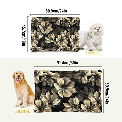 Poeticcity Alfombrilla de cama para perros y gatos, diseño de flores retro vintage sin costuras, suave para mascotas pequeñas y medianas, antideslizante, lavable y seco, 36 x 24 pulgadas