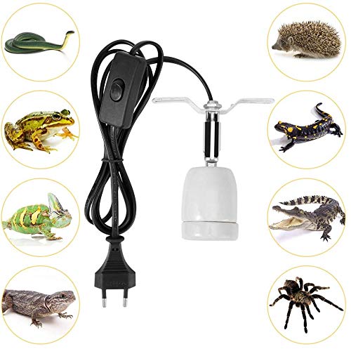 POFET Soporte para lámpara de calor de reptil, E27 400 W, con interruptor y clip para mascotas lagarto, tortuga, reptil