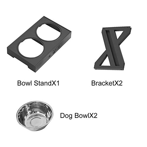 POHOVE Cuencos elevados para perros elevados con 3 alturas ajustables para perros con 2 cuencos de acero inoxidable para alimentos para mascotas grandes alimentadores elevados para gatos y perros