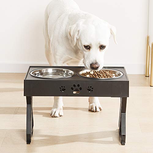 POHOVE Cuencos elevados para perros elevados con 3 alturas ajustables para perros con 2 cuencos de acero inoxidable para alimentos para mascotas grandes alimentadores elevados para gatos y perros