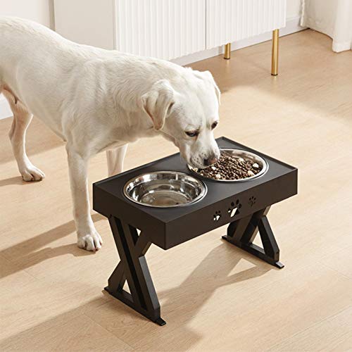 POHOVE Cuencos elevados para perros elevados con 3 alturas ajustables para perros con 2 cuencos de acero inoxidable para alimentos para mascotas grandes alimentadores elevados para gatos y perros