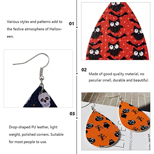 POPETPOP 10 Pares de Pendientes de Gota de Agua con Estampado de Doble de Cuero PU de Halloween Artículos de Halloween para niños