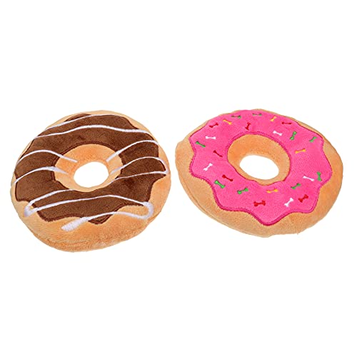 POPETPOP 2 Piezas Cachorro Mordedor Juguetes para Morder Donuts Perro Chew Chirriante Juguetes para Perros Pequeños Cachorro Juguetes para Dentición Molienda Café Rosa