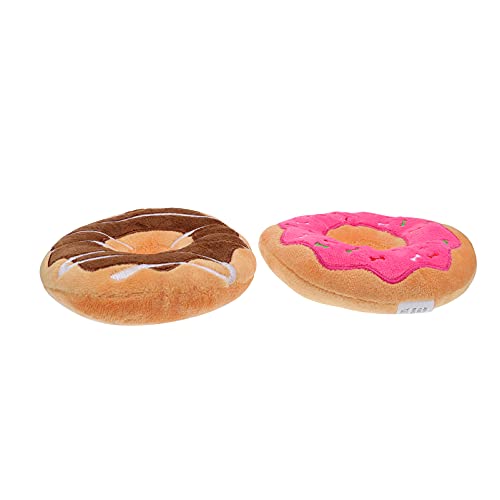 POPETPOP 2 Piezas Cachorro Mordedor Juguetes para Morder Donuts Perro Chew Chirriante Juguetes para Perros Pequeños Cachorro Juguetes para Dentición Molienda Café Rosa