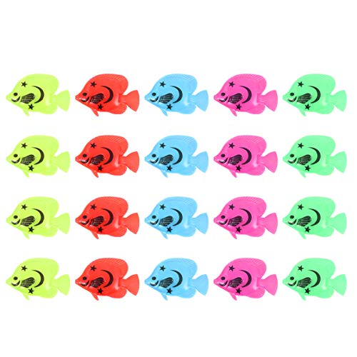 POPETPOP 20 Piezas de Peces Tropicales Juego de Figuras de Plástico Acuario de Peces en Movimiento Artificial Peces Flotantes Juguetes Animales Marinos Adorno de Acuario para Estanques de