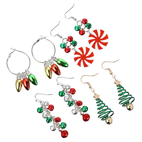 POPETPOP 4 Pares de Pendientes con Tema navideño Decoraciones Creativas para los oídos Accesorios de joyería Favor de Fiesta de Navidad para niños