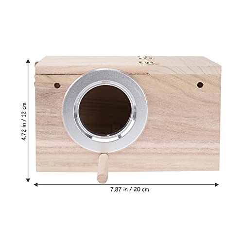 POPETPOP Caja Nido de Madera para Periquitos - Caja de Cría de Madera para Periquitos de Casa de Pájaros para Agapornis Caja de Apareamiento para Loros Tamaño Pequeño 20 X 12 Cm