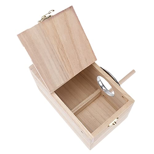 POPETPOP Caja Nido de Madera para Periquitos - Caja de Cría de Madera para Periquitos de Casa de Pájaros para Agapornis Caja de Apareamiento para Loros Tamaño Pequeño 20 X 12 Cm