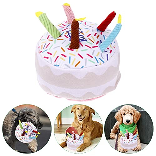 POPETPOP Creative Plush Cumpleaños Pastel de Juguete Pet molienda Juguete Suministros de cumpleaños Juguetes para Perros para Regalo