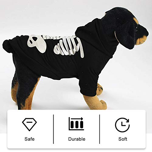 POPETPOP Disfraz de Mascota de Halloween Resplandor Disfraces de Perro Esqueleto Sudaderas con Capucha de Esqueleto Camiseta para Mascotas Ropa de Cachorro Ropa de Gato para Mascota Perro