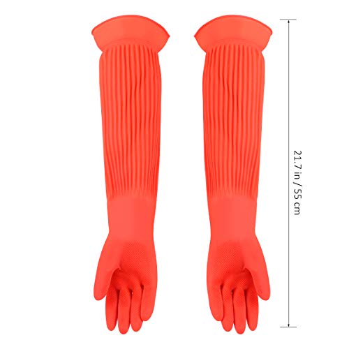 POPETPOP Guantes de acuario para tanque de peces alargar látex industrial grueso resistente al desgaste guantes de protección para el hogar (talla única)