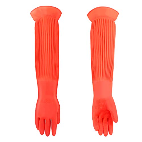 POPETPOP Guantes de acuario para tanque de peces alargar látex industrial grueso resistente al desgaste guantes de protección para el hogar (talla única)