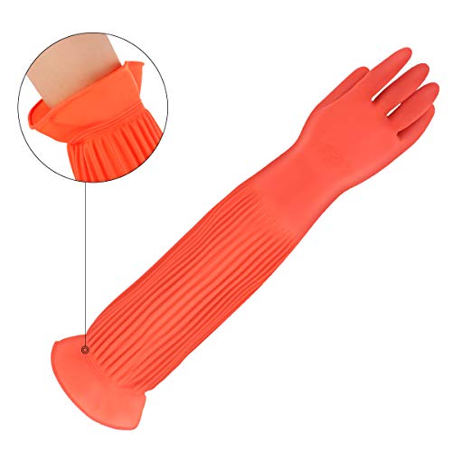 POPETPOP Guantes de acuario para tanque de peces alargar látex industrial grueso resistente al desgaste guantes de protección para el hogar (talla única)