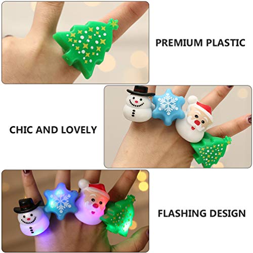 POPETPOP LED Light Up Anillo Fiesta de Navidad Favors: 4 Unids Flashing Dedo Anillo de Dedo Copo de Nieve Santa Árbol Muñeco de Nieve Resplandor en The Dark Funny Funny Christmas Supplies