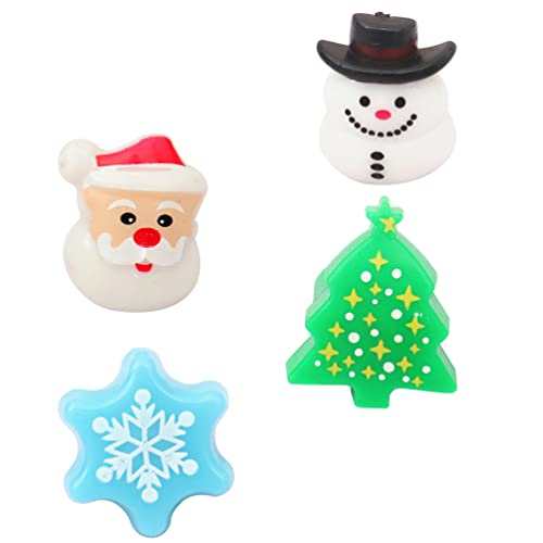 POPETPOP LED Light Up Anillo Fiesta de Navidad Favors: 4 Unids Flashing Dedo Anillo de Dedo Copo de Nieve Santa Árbol Muñeco de Nieve Resplandor en The Dark Funny Funny Christmas Supplies