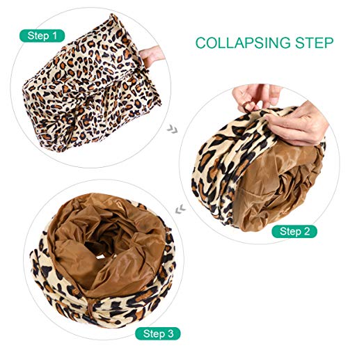 POPETPOP Pequeño Animal Túnel Juguete Leopardo Estampado Conejo Tubo Ahorro de Espacio Tubo Largo Juguetes para Gatos Conejos Cachorro 120X250 Cm