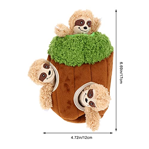 POPETPOP Perro de Juguete Que Chirria Incluyendo 3 Piezas de Juguetes de Peluche de Animales Y 1 Pieza de Peluche de Árbol de La Cueva Hide Seek Puzle Juguetes Interactivos para Perros