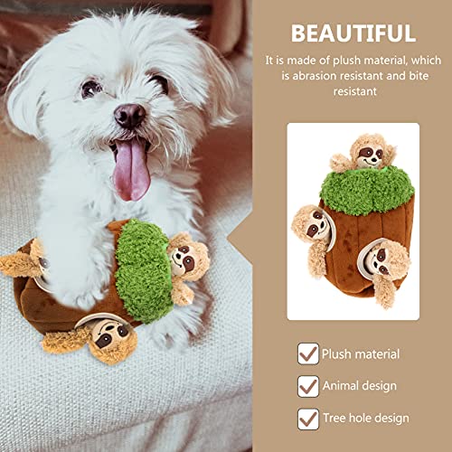 POPETPOP Perro de Juguete Que Chirria Incluyendo 3 Piezas de Juguetes de Peluche de Animales Y 1 Pieza de Peluche de Árbol de La Cueva Hide Seek Puzle Juguetes Interactivos para Perros