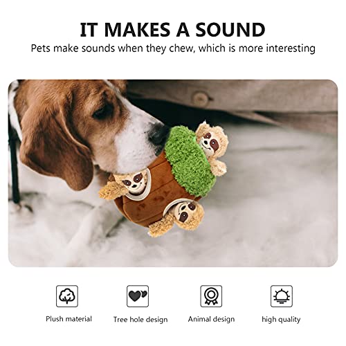 POPETPOP Perro de Juguete Que Chirria Incluyendo 3 Piezas de Juguetes de Peluche de Animales Y 1 Pieza de Peluche de Árbol de La Cueva Hide Seek Puzle Juguetes Interactivos para Perros