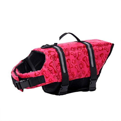 POPETPOP Salvavidas para Perros, Giubotto de Ajustable Rescate para Perro Perros, Ropa Rescate Animales, Chaleco Flotador Perros, Talla M (Rojo)