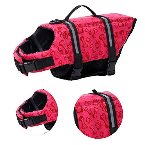 POPETPOP Salvavidas para Perros, Giubotto de Ajustable Rescate para Perro Perros, Ropa Rescate Animales, Chaleco Flotador Perros, Talla M (Rojo)