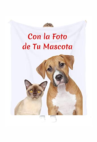 Porras E&B Manta para Perro Gato Personalizada Foto Mantas Alfombra Perros Gatos Dormir Manta Animales Manta Mascotas (70x120 cm)