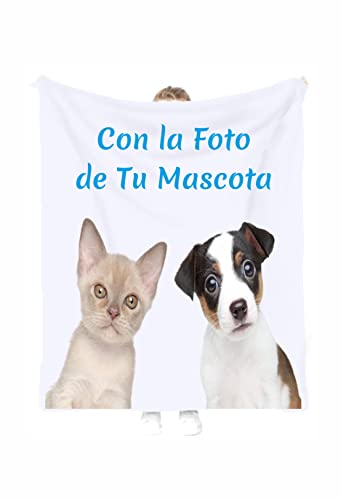 Porras E&B Manta para Perro Gato Personalizada Foto Mantas Alfombra Perros Gatos Dormir Manta Animales Manta Mascotas (70x120 cm)