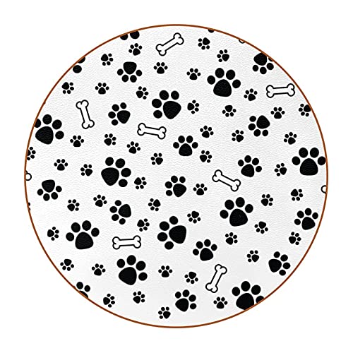 Posavasos absorbentes para bebidas de 4.3 pulgadas, diseño de huesos de pata de perro, cachorro, gato, reutilizable, redondo