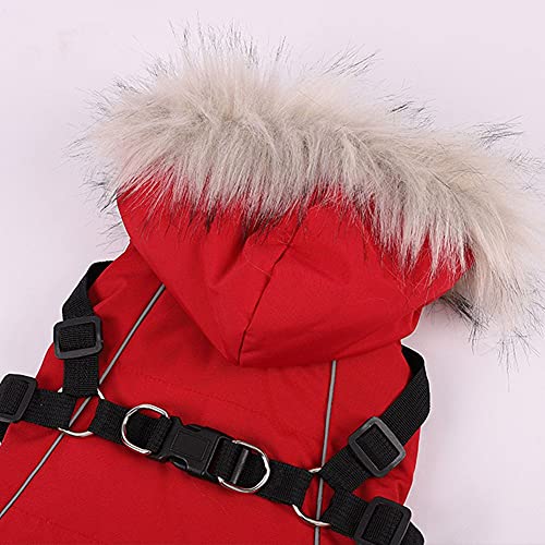 Poseca Abrigos para Perros con arnés Abrigos para Perros pequeños Abrigo de Invierno para Perros Chaquetas con Capucha Impermeables para Perros Abrigo de Chihuahua Abrigos de Invierno para Perros