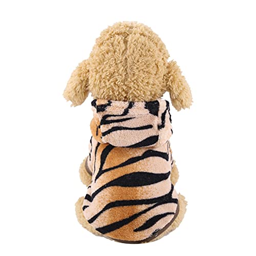 Poseca Disfraz de Tigre para Perro Gato Halloween Disfraz de Navidad Trajes de Lana cálida Pijamas para Cachorros y Gatos Ropa de Invierno Abrigos para Perros pequeños