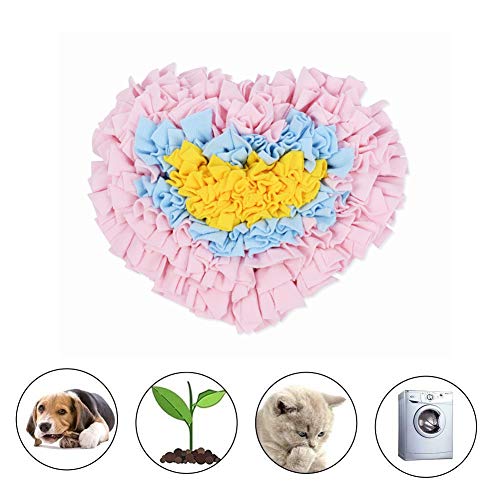 ppactvo Alfombra Olfato Perro Alfombrilla De Snuffle con Forma De CorazóN De Amor Rosa Lindo, Almohadilla De AlimentacióN para Entrenamiento Cerebral para Cachorros para El Aburrimiento