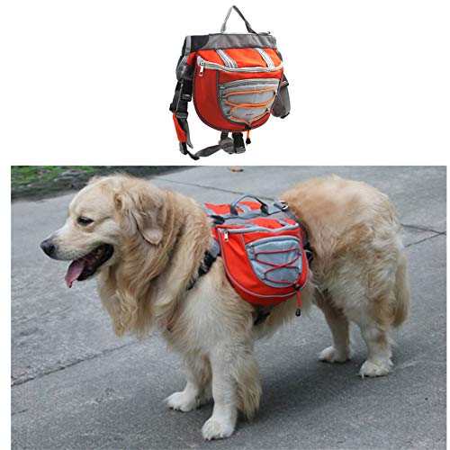 ppactvo Paquete De Alforjas para Perros Chaqueta Impermeable para Perros Ligera Y Transpirable Ideal para Exteriores Y Climas FríOs EncuadernacióN Reflectante Visible De Noche Orange,L