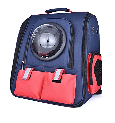 PRICH® Mochila para mascotas Mochila para gatos y gatos, transpirable, bolsa de hombro para mascotas para perros pequeños, gatos, cápsula espacial, astronauta (azul)