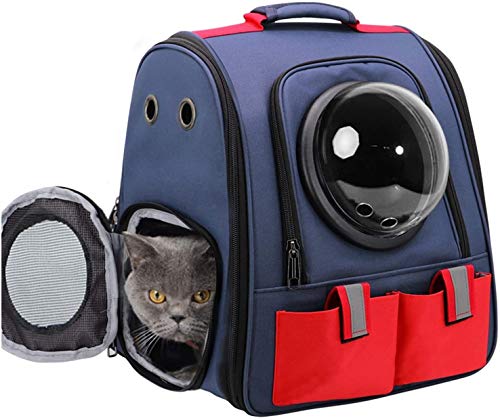 PRICH® Mochila para mascotas Mochila para gatos y gatos, transpirable, bolsa de hombro para mascotas para perros pequeños, gatos, cápsula espacial, astronauta (azul)