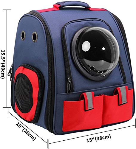 PRICH® Mochila para mascotas Mochila para gatos y gatos, transpirable, bolsa de hombro para mascotas para perros pequeños, gatos, cápsula espacial, astronauta (azul)