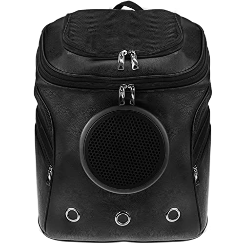 PrixPrime - Mochila para Transporte de Perros y Gatos con Ventana Astronauta de Imitación de Piel Negra