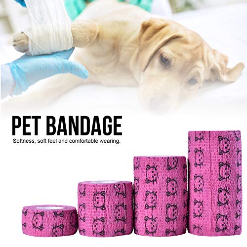 Pssopp 4 Piezas Autoadhesivas Vendaje para Mascotas Transpirable elástico Autoadhesivo cohesivo para Mascotas Rollos de Cinta de Envoltura para Perros Gatos Tobillo Rodilla esguinces de muñeca(Rojo)