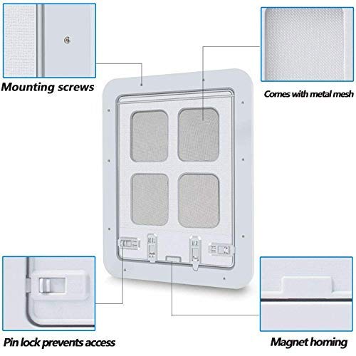 Puerta Solapa Mascotas, Solapa Piel Gato/Piel Perro, Puerta Mascotas pequeña, Gasa incorporada Evitar Mosquitos, Equipada imán, Entrada y Salida Libres, fácil Instalar (Blanco)