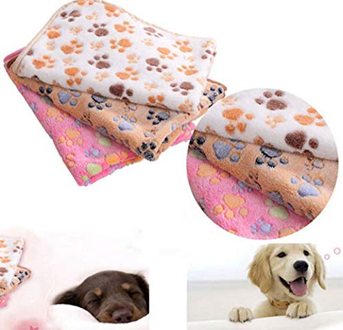 Pulabo - Manta pequeña para perros y cachorros, cálida para gatos, diseño de hueso, diseño de pata de hueso, manta cálida suave de 20 x 20 cm, cómoda y respetuosa con el medio ambiente