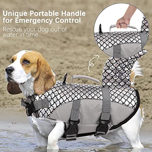 PUMYPOREITY Chaleco Salvavidas para Perros Mascotas Chaqueta Chaleco de Seguridad Perro Perrito Ropa de Baño para Perros pequeños, medianos, Grandes(Gris, XL)