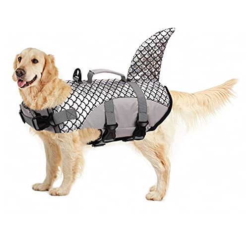 PUMYPOREITY Chaleco Salvavidas para Perros Mascotas Chaqueta Chaleco de Seguridad Perro Perrito Ropa de Baño para Perros pequeños, medianos, Grandes(Gris, XL)