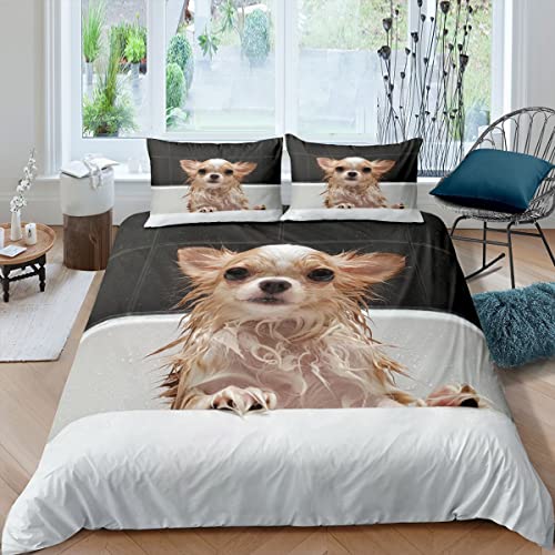 Pup - Juego de funda de edredón para perros, tamaño King, para niños, cachorros, juego de cama con temática de animales de mascotas, ropa de cama para perros pequeños, decoración de dormitorio