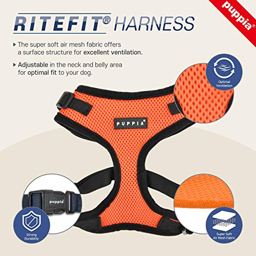 Puppia RiteFit Arnés para Perros pequeños y medianos - Ajustable y Super Suave en Muchos Colores - También utilizable como arnés para Cachorros - Correa para Perros Anti tirón