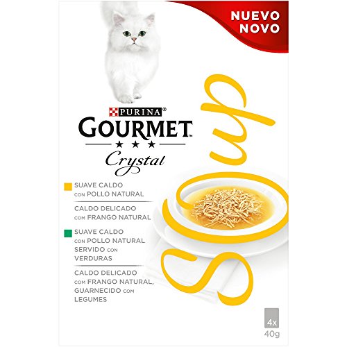 Purina Gourmet Crystal Soup comida para gatos con Pollo Natural y Verduras 10 x [4 x 40 g]