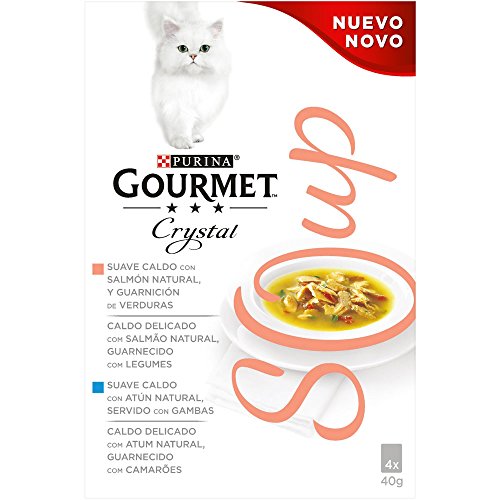 Purina Gourmet Crystal Soup comida para gatos con Salmón Natural y Verduras 10 x [4 x 40 g]