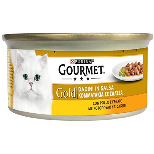 Purina Gourmet Gold Húmedo Gato Dadini en Salsa con Pollo y hígado, 24 latas de 85 g Cada uno, 24 Unidades de 85 g