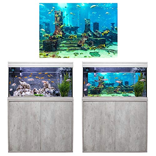 PVC Coral Fondo del Acuario Cartel Submarino Fish Tank Decoraciones de Pared Etiqueta 4 Tamaño(91 x 50 cm)