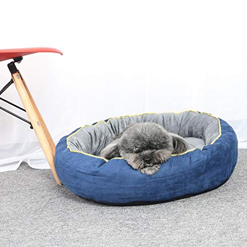 Q-HL Cama para Perros Cuna para Mascotas Cama para Gatos Cama para Gatos y Perros pequeños Forma Redonda u Ovalada Hoyuelo de anidación (Color : Blue, Size : S)